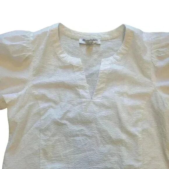 Tommy Bahama Nova Wave Women's White Cotton Seersucker V-Neck Puffy Short Sleeve - Picture 7 of 14